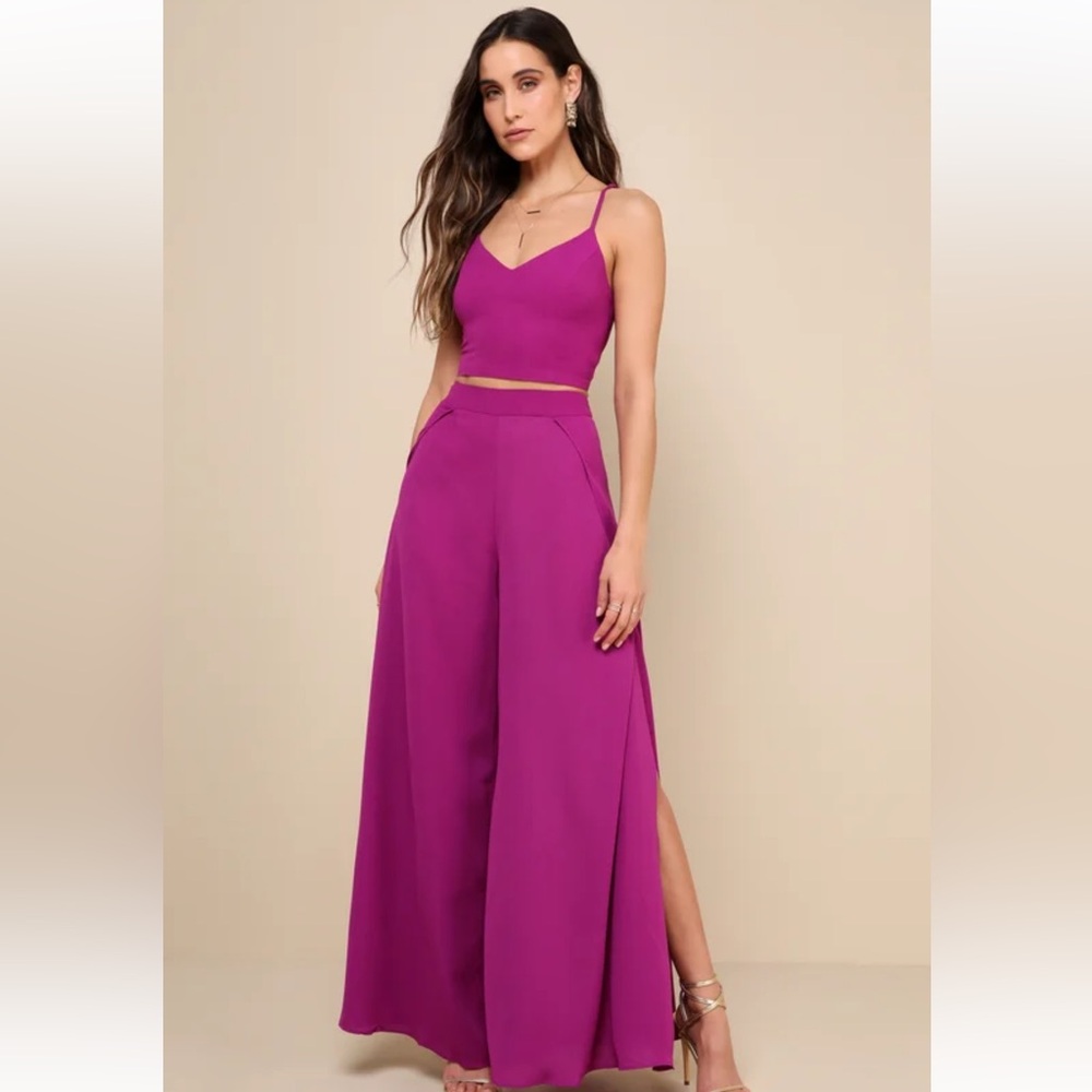 Lulu’s Out Tonight Magenta Two-Piece Jumpsuit Size M